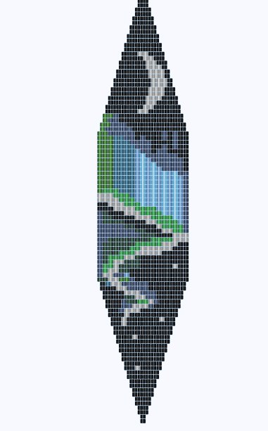An aurora borealis earring bead pattern with a gradient night sky